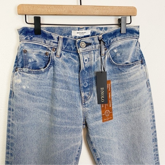 Moussy Vintage Belmont Straight Jeans Distressed Boho 100% Cotton - Picture 7 of 11